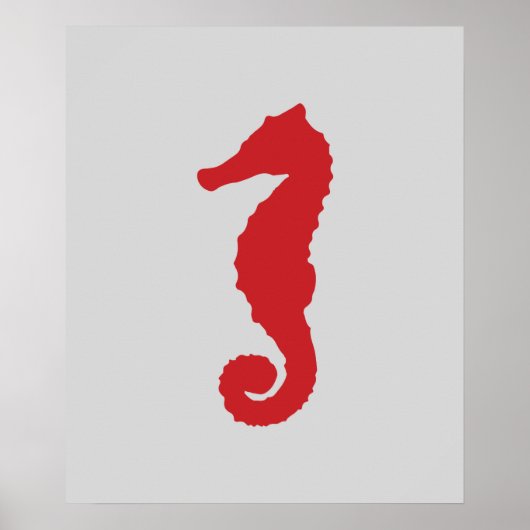 Poster Cheval marin gris et rouge (Devant)