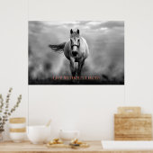 Poster Cheval Motivationnel Blanc Noir Vit Sans Limites (Cuisine)