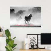 Poster Cheval Motivationnel Blanc Noir Vit Sans Limites (Bureau à domicile)