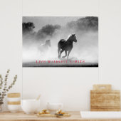 Poster Cheval Motivationnel Blanc Noir Vit Sans Limites (Cuisine)