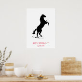 Poster Cheval Motivationnel Blanc Noir Vit Sans Limites (Cuisine)