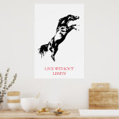 Poster Cheval Motivationnel Blanc Noir Vit Sans Limites (Cuisine)