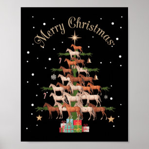 Poster Cheval Noël Arbre Cheval Arbre de Noël Joyeux Chri
