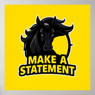 Poster Cheval Noir Audacieux avec Texte Motivationnel