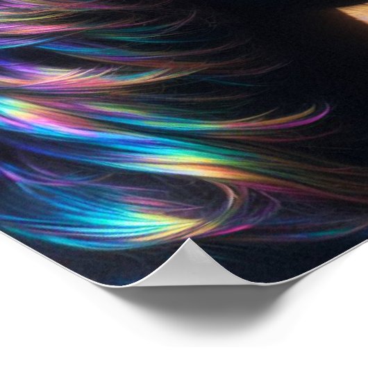 Poster Cheval noir avec Mane Iridescente (Coin)