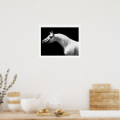 Poster Cheval Noir & Blanc (Cuisine)