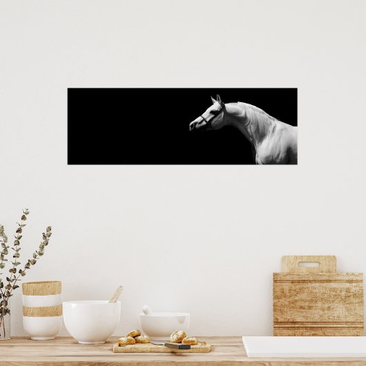 Poster Cheval noir et blanc (Cuisine)