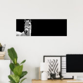Poster Cheval noir et blanc (Bureau à domicile)