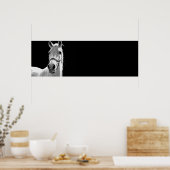 Poster Cheval noir et blanc (Cuisine)