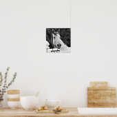 Poster Cheval noir et blanc (Cuisine)