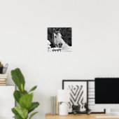 Poster Cheval noir et blanc (Bureau à domicile)