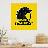 Poster Cheval noir gras avec texte motivant (Cuisine)