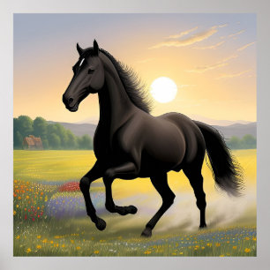 Poster Cheval Noir Majestic Courir
