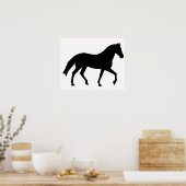 Poster Cheval Noir Silhouette Cheval Poney Ombre Simple (Cuisine)