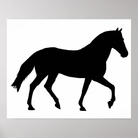 Poster Cheval Noir Silhouette Cheval Poney Ombre Simple (Devant)