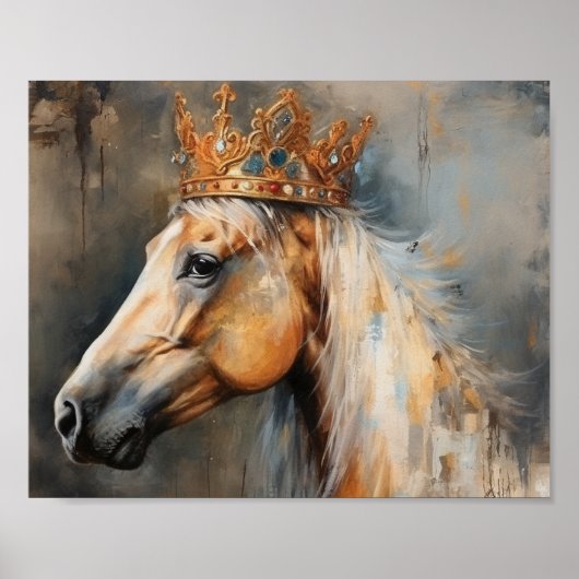 Poster Cheval Palomino avec couronne (Devant)