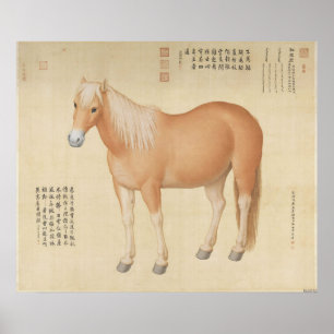 Poster Cheval Palomino Doré - Art Chinois Vintage
