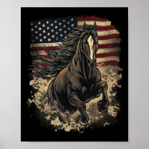 Poster Cheval Patriotique Drapeau Américain Équitation We