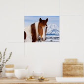 Poster Cheval Pinto mont Moran en hiver (Cuisine)