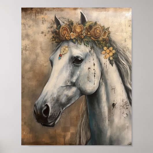 Poster Cheval portant une couronne florale (Devant)