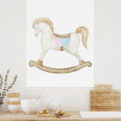 Poster Cheval Rocher bleu rose Baby shower neutre pour le (Cuisine)