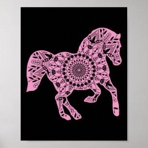 Poster Cheval Rose Mandala T Shirt Pour L'Équitation Ho
