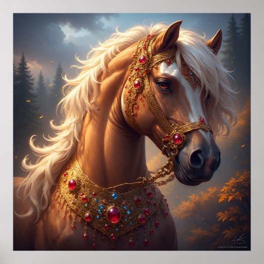 Poster Cheval Rouge Majestueux (Devant)