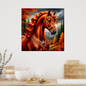 Poster Cheval Rouge Majestueux (Cuisine)