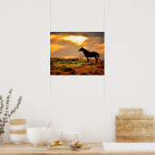 Poster Cheval sauvage au coucher du soleil (Cuisine)
