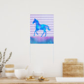 Poster Cheval sauvage en Aquarelle bleu et violet (Cuisine)