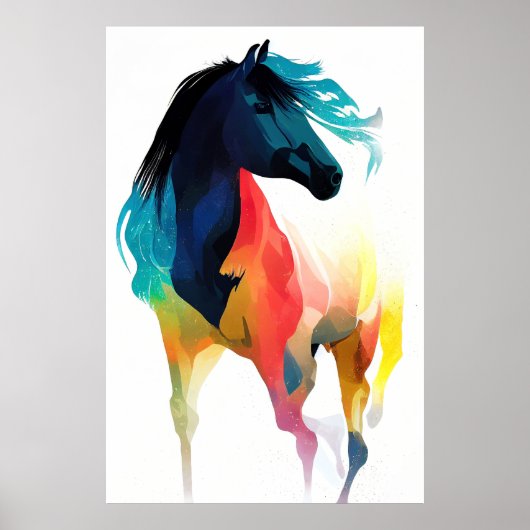 Poster Cheval Sauvage Nature Animaux Couleurs Art Peintur (Devant)