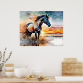 Poster Cheval sauvage sur la dune de Grassy au coucher du (Cuisine)