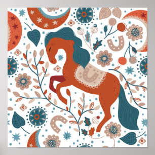 Poster Cheval scandinave mignon
