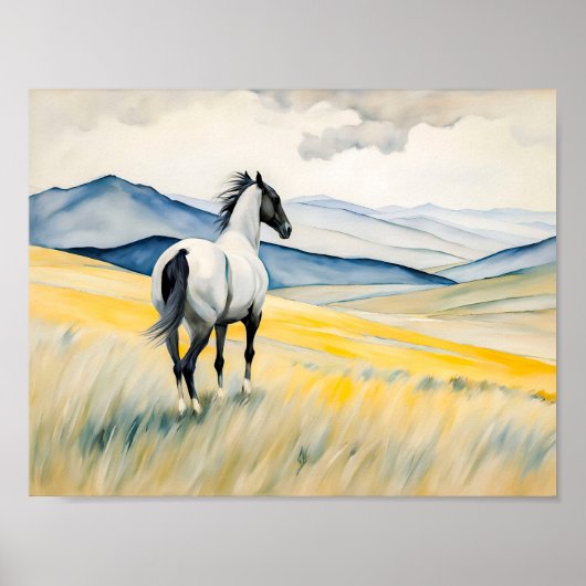 Poster Cheval Surplombant Un Paysage Pittoresque (Devant)