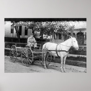 Poster Cheval tirant Livraison Wagon photo