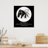 Poster Cheval tribal noir et blanc tête personnalisée (Cuisine)