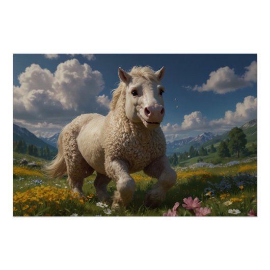 Poster Cheval ukrainien laineux et amusant (Devant)