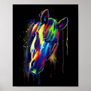 Poster Cheval Visage Main Dessinée Couleur de l'eau Splas