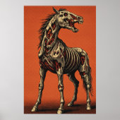 Poster Cheval zombie sur fond orange gras (Devant)