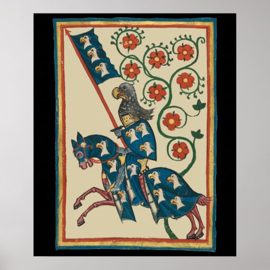 Poster Chevalier Avec Aigle Heraldry, Médiéval Du 14ème S (Devant)