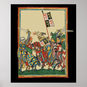 Poster Chevalier Chargement, Manesse de Codex du XIVe siè