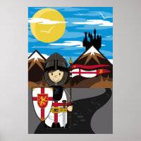 Chevalier Croisader avec drapeau
