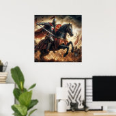 Poster Chevalier de croisade majestueux aux tons rouges e (Bureau à domicile)