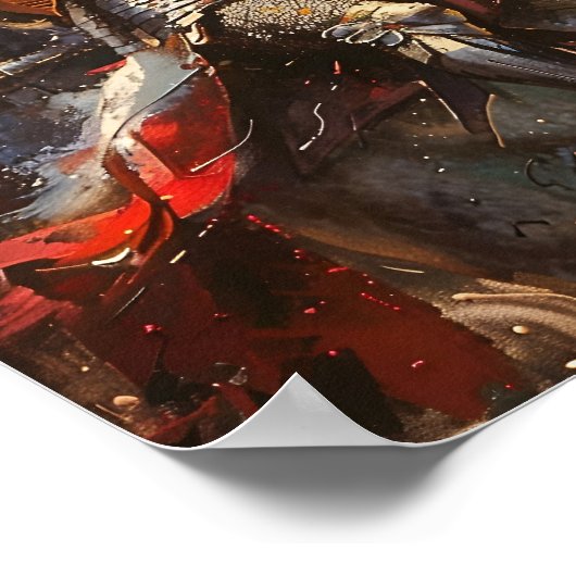 Poster Chevalier en armure sur un cheval (Coin)