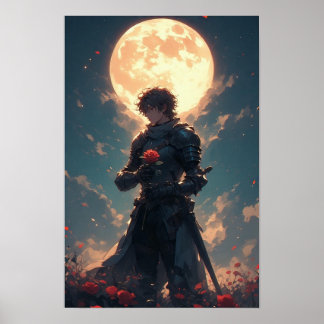 Poster Chevalier Épique au Clair de Lune Art