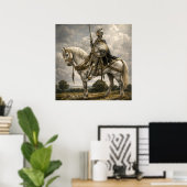 Poster Chevalier médiéval à cheval Art Fantasy Rétro (Bureau à domicile)