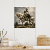Poster Chevalier médiéval à cheval Art Fantasy Rétro (Cuisine)