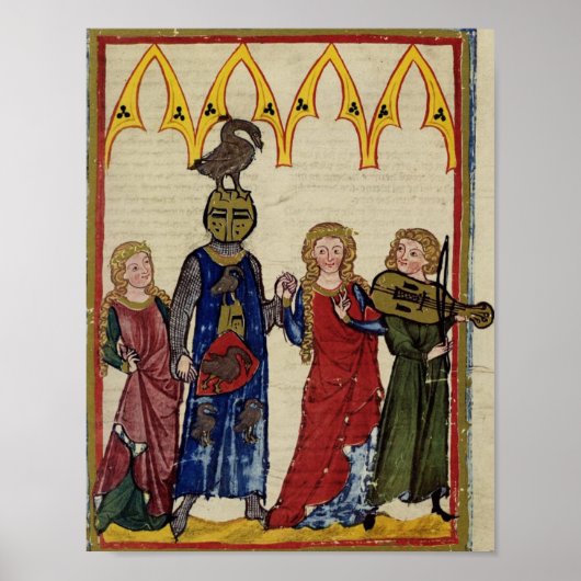 Poster Chevalier Médiéval Avec Oie Sur La Tête (Devant)