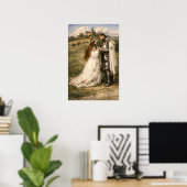Poster Chevalier médiéval, château et princesse (Bureau à domicile)
