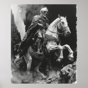 Poster Chevalier Médiéval équitation - Illustration Vinta